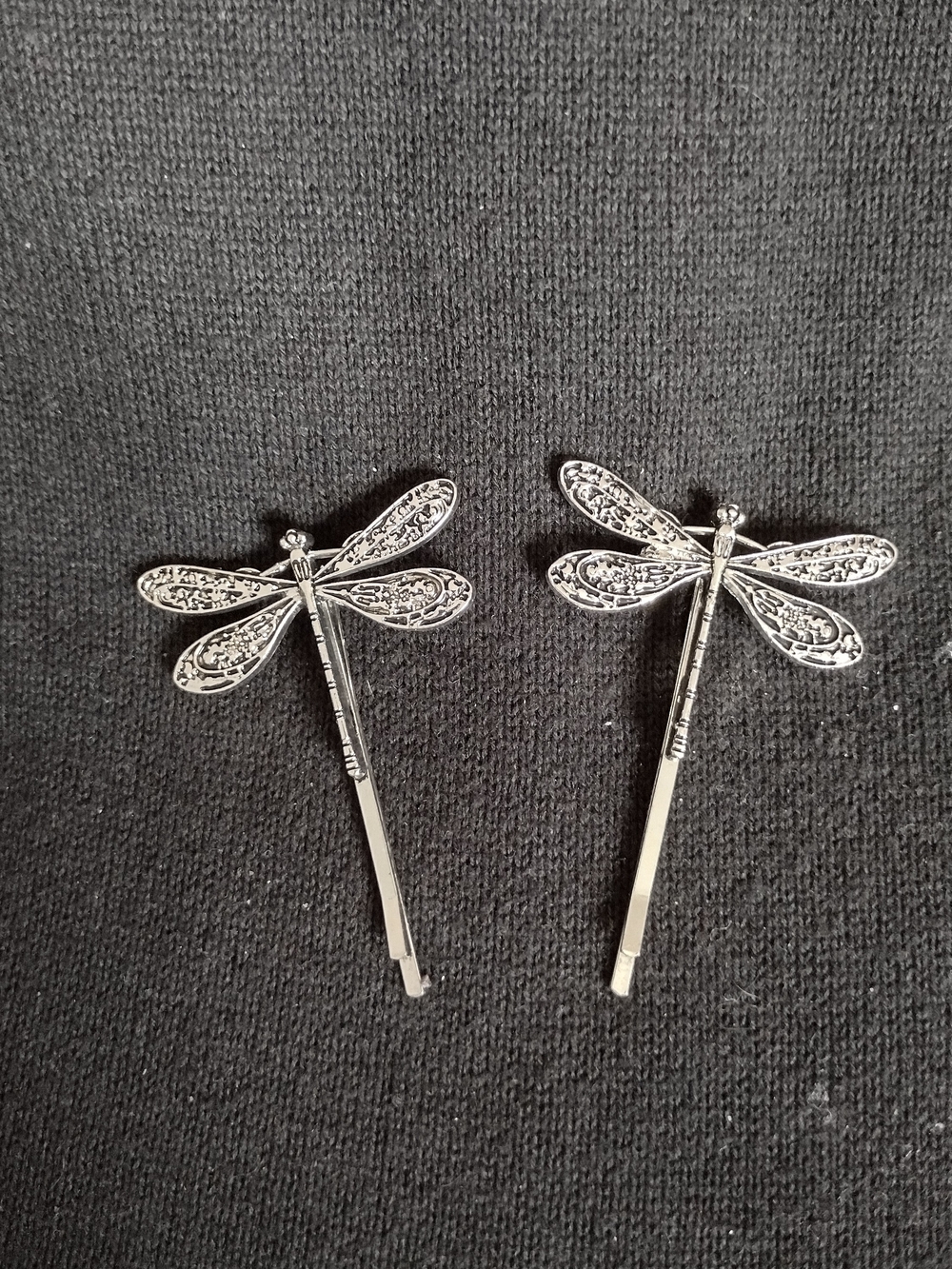 Silver Dragonfly Hair Pins - Set of 2